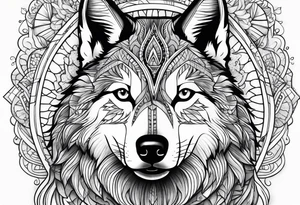 serious looking Siberian Husky tattoo idea