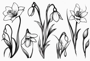 Snow drop with flowing stem tattoo idea