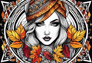 thigh tattoo with fall colors tattoo idea