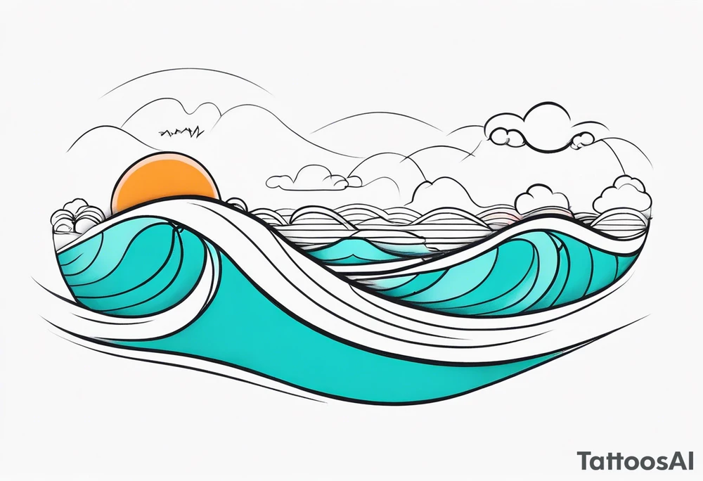 Single line wave tattoo tattoo idea