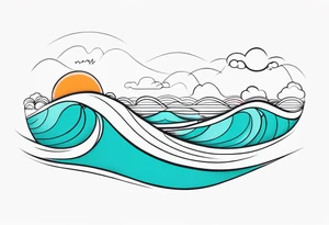 Single line wave tattoo tattoo idea