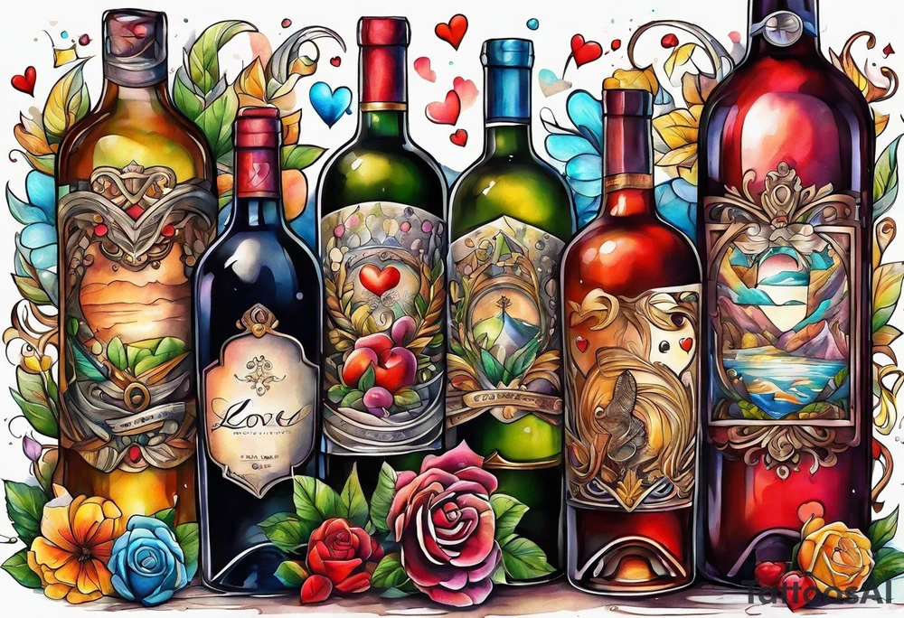 Love coming out of an uncorked bottle tattoo idea