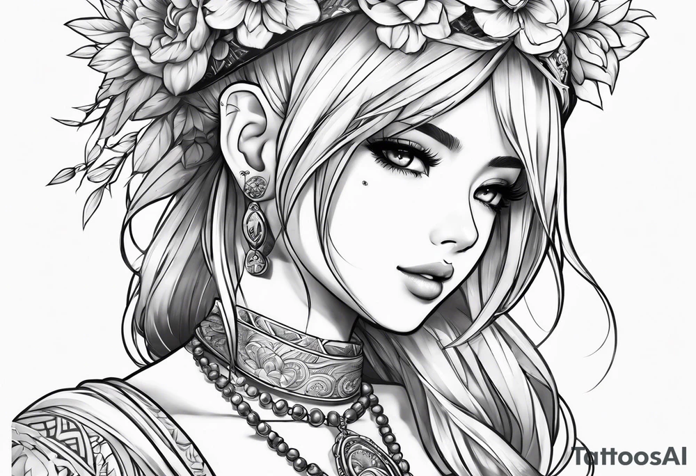 anime girl tattoo idea