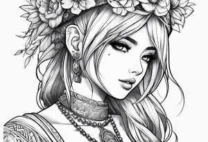 anime girl tattoo idea