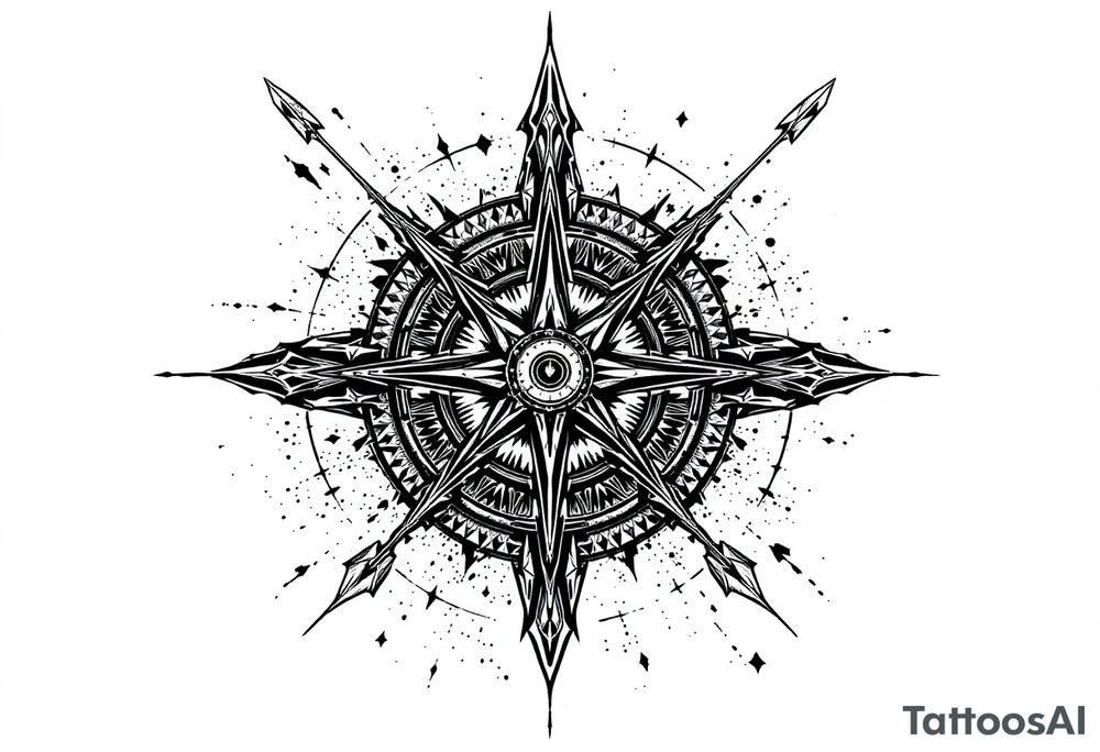 Rustic compass/clock with arrow tattoo idea