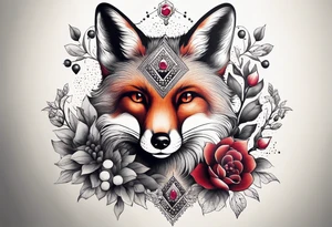 Fox with a Ruby and a honey bee tattoo idea