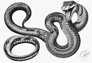 The snake Jogurmund that goes around my leg the whole length, and the head eats the tail tattoo idea