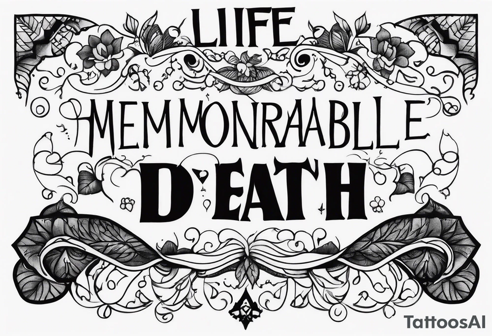 armband with these words: memorable life honorable death tattoo idea