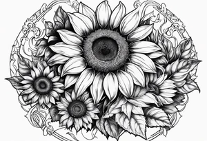 Horseshoe with a sunflower in the center tattoo idea