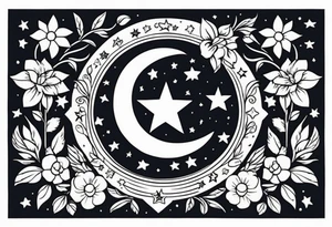 stars and moon

old school vintage simple traditional design with vintage flowers surrounding it bold color simple tattoo idea