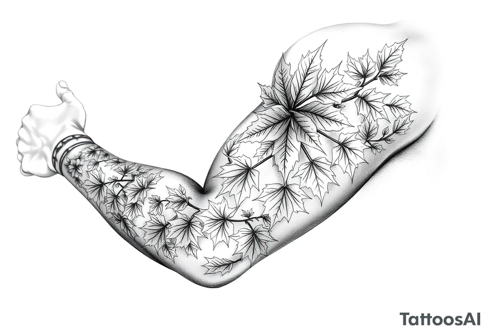 Maple leaves, juniper leaves, Blake, Kenya, Jacob tattoo idea