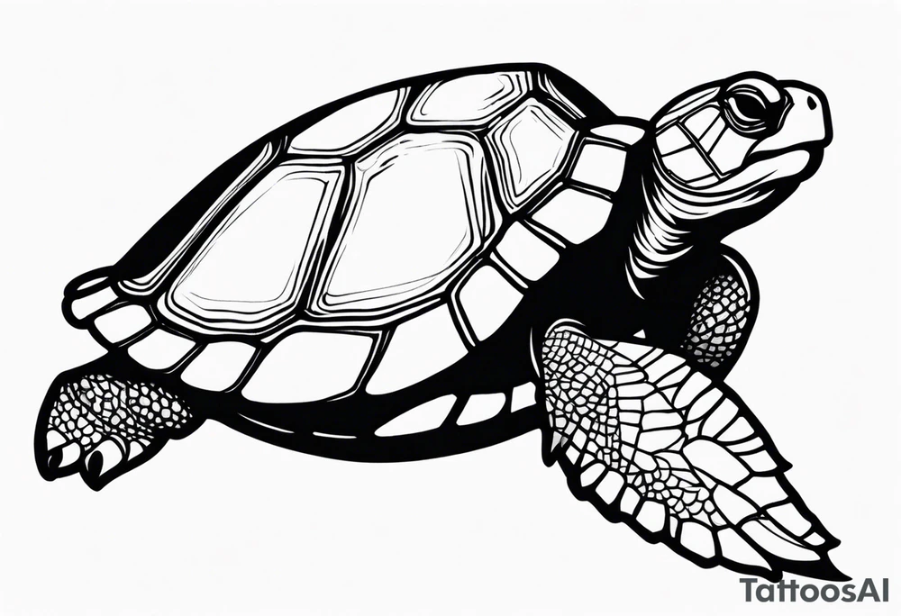 Turtle high on drugs, close up tattoo idea