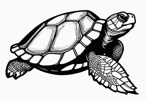 Turtle high on drugs, close up tattoo idea