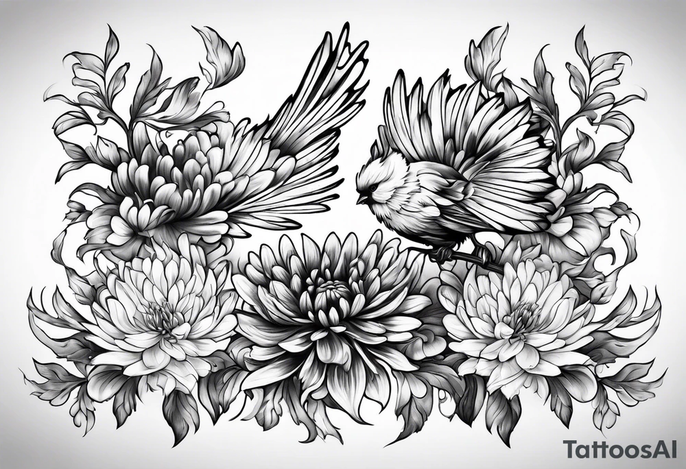Chrysanthemum and cardinal tattoo idea