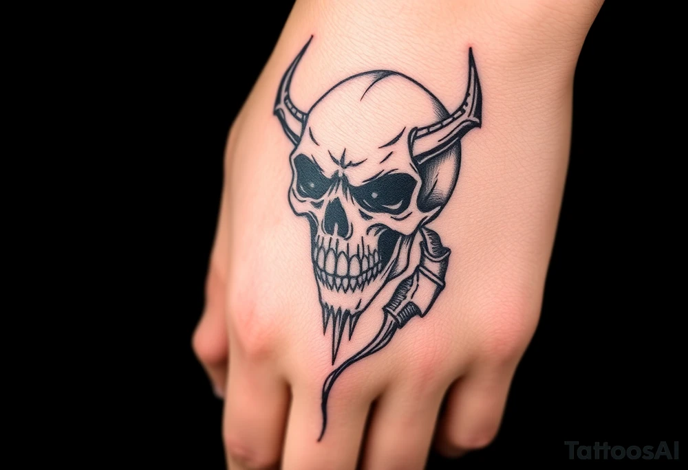 Demonic skull tattoo idea