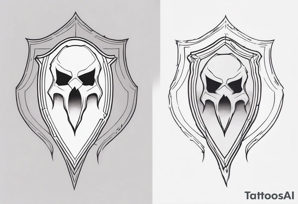ghost figures inside a shield shape tattoo idea