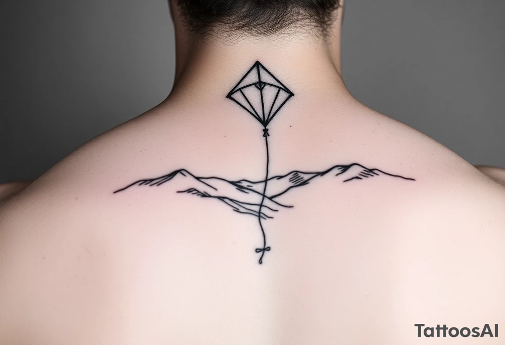 Kite in the country hand holding a kite. Over the hills tattoo idea