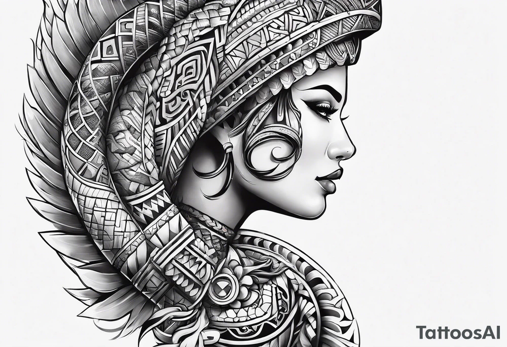 aztec snake sleeve tattoo idea