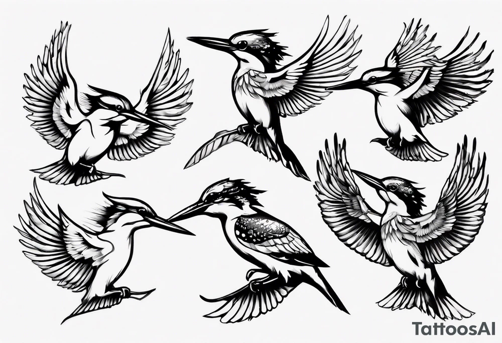 kingfisher taking flight tattoo idea