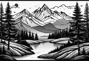 Trees mountain van tattoo idea
