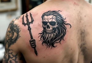 skeleton Poseidon with trident tattoo idea