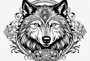 Wolf watching over little girls tattoo idea