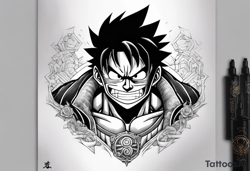 Luffy gear 5 on tricep tattoo idea