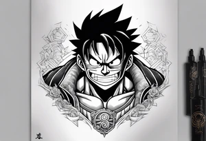 Luffy gear 5 on tricep tattoo idea