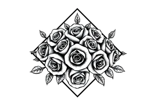 A lot of small roses in a diamond shape tattoo idea