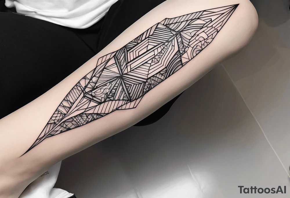 Futuristic bold line tattoo for leg tattoo idea