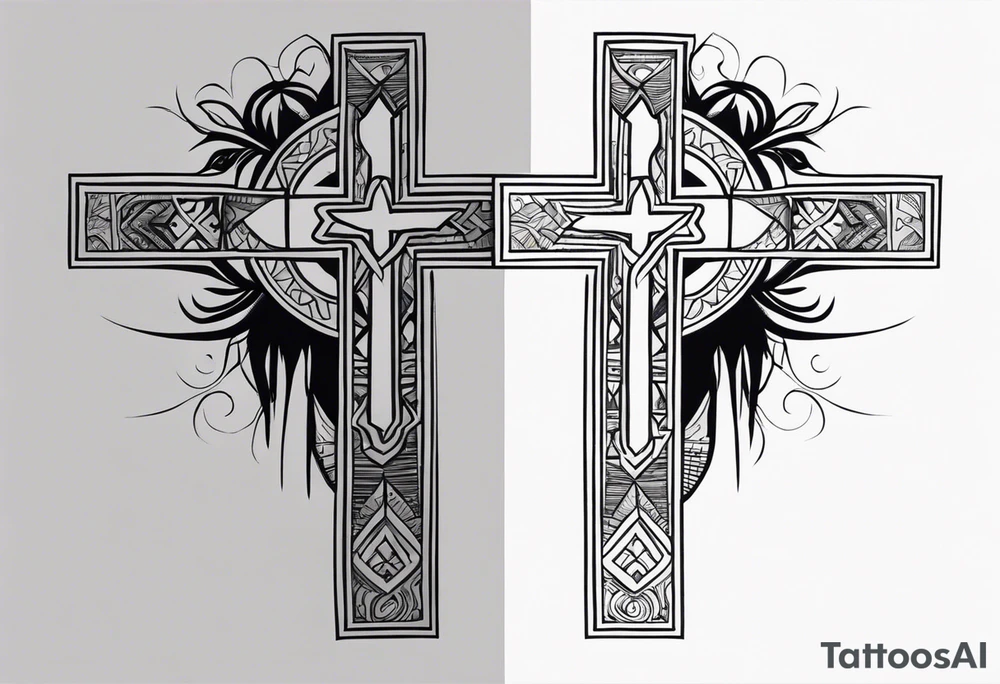 christian 
cross and caveman tattoo idea