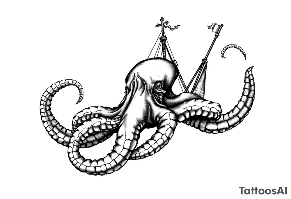 Queen Anne's Revenge with a kraken tattoo idea