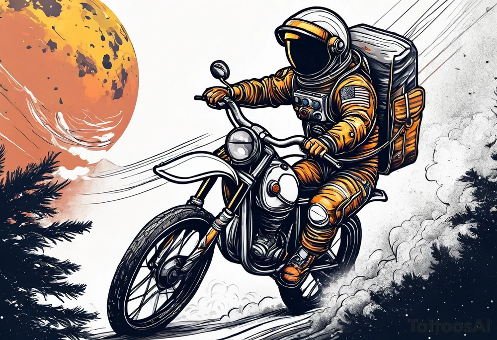 astronaut riding a bicycle tattoo idea