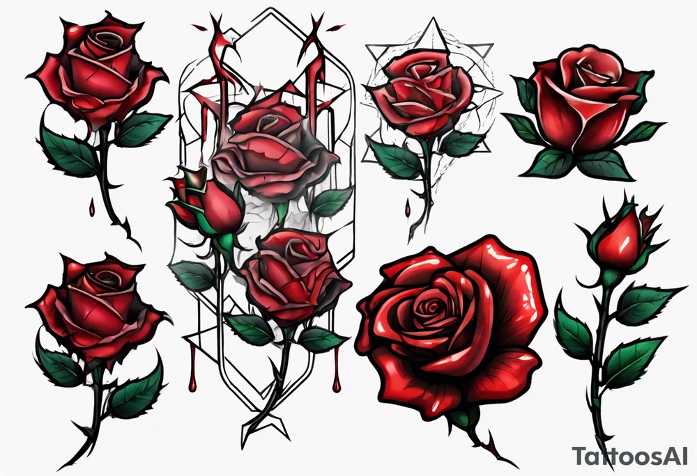 bleeding rose with a stem snapped in two tattoo idea