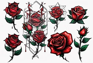 bleeding rose with a stem snapped in two tattoo idea