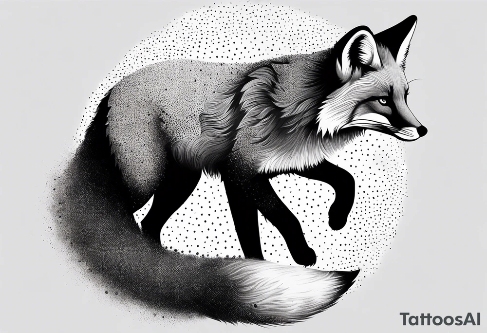 fox, realistic, on the move tattoo idea