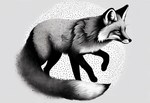 fox, realistic, on the move tattoo idea