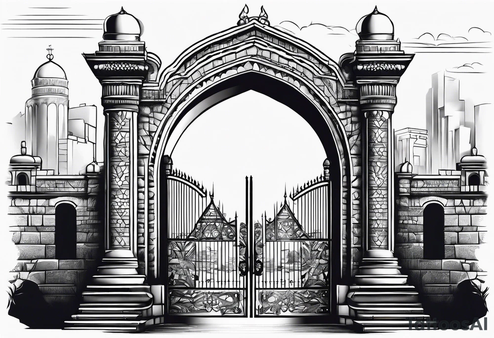 israel town gate vector tattoo idea