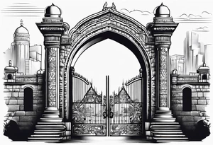 israel town gate vector tattoo idea