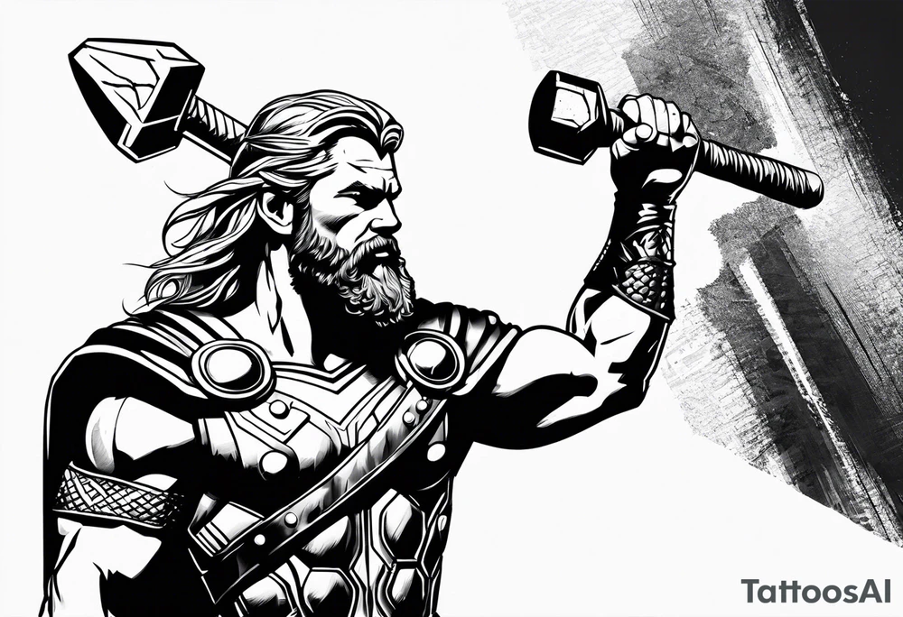 Thor mit Hammer in der Hand tattoo idea