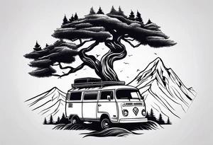 Tree mountain van tattoo idea