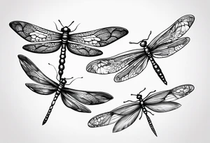 4 dragonflies flying together simple tattoo idea