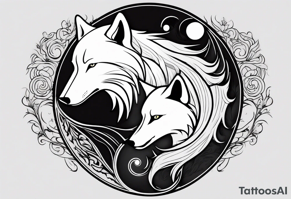 black wolf and white wolf in a ying yang style tattoo idea black wolf and white wolf in a ying yang style tattoo idea