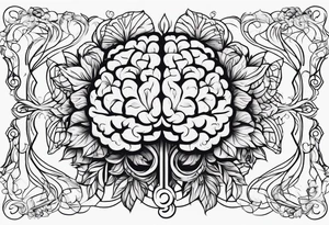 abstract outline of a brain with floral incorporated tattoo idea