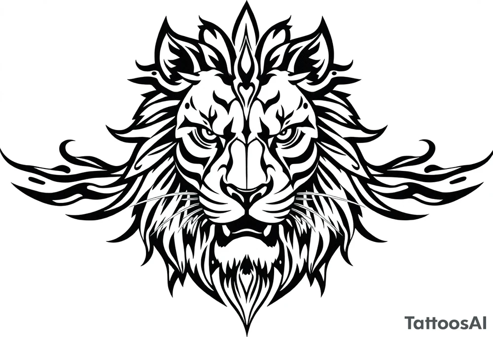 powerful majestic lion, close-up tattoo idea
