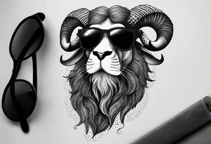 capricorn with beard and sunglasses tattoo idea