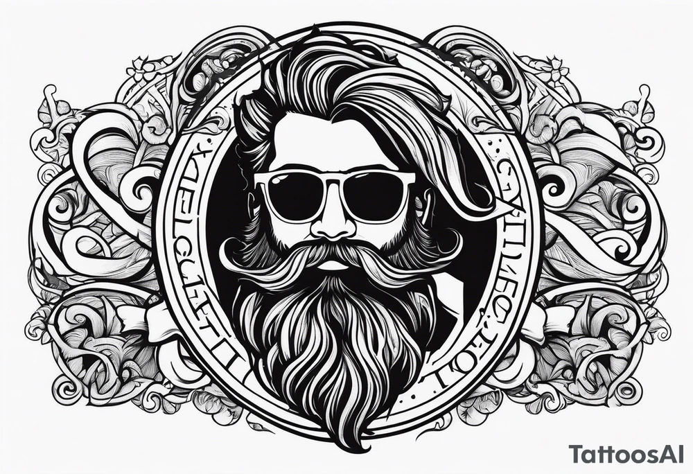 capricorn with beard and sunglasses tattoo idea