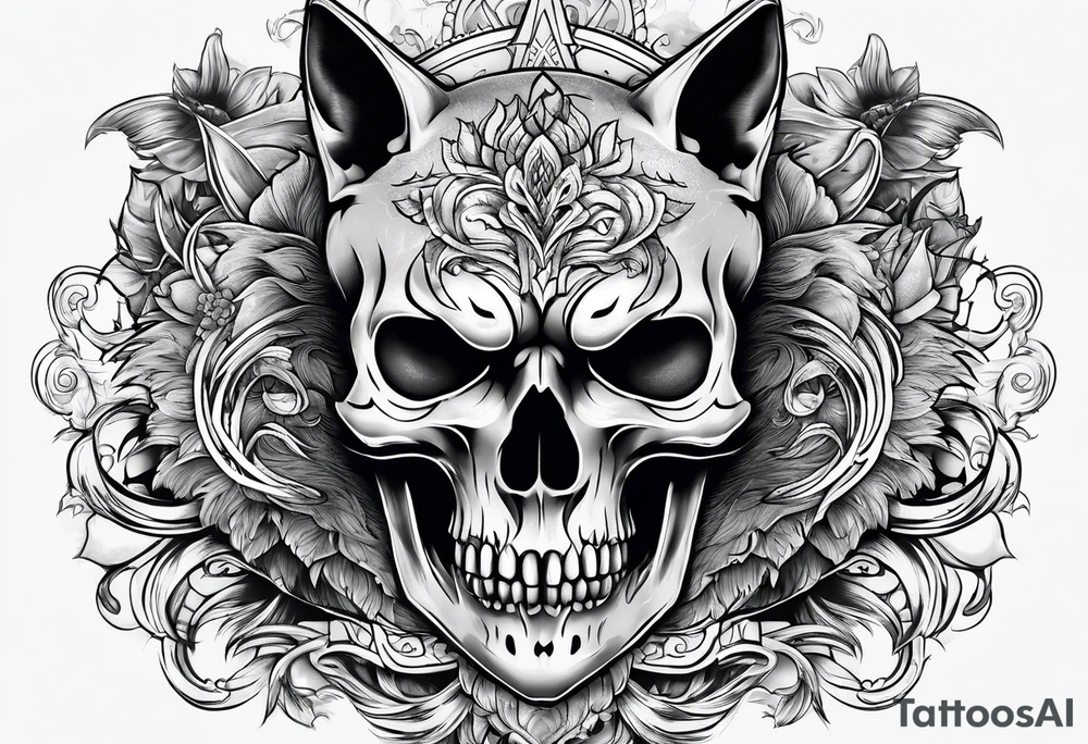 Skull wolf tattoo idea