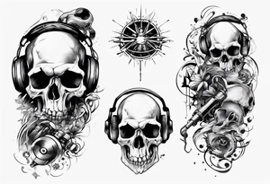 full arm. music combined with science (no skulls) tattoo idea