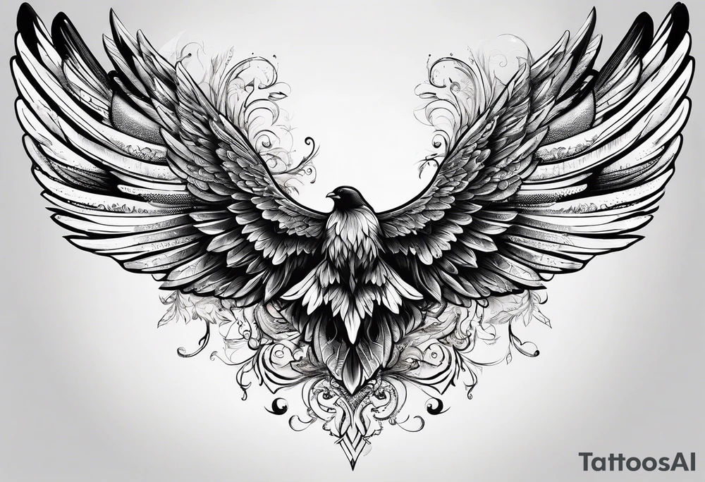 "one day, i am going to grow wings" in writing, with wings on either side tattoo idea